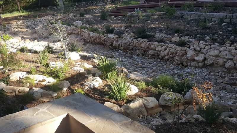 Dry creek bed with native planting